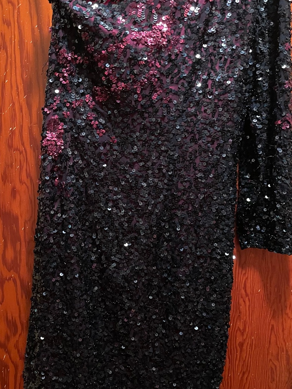 Scala Black Sequin Dress with Hot Pink Lining